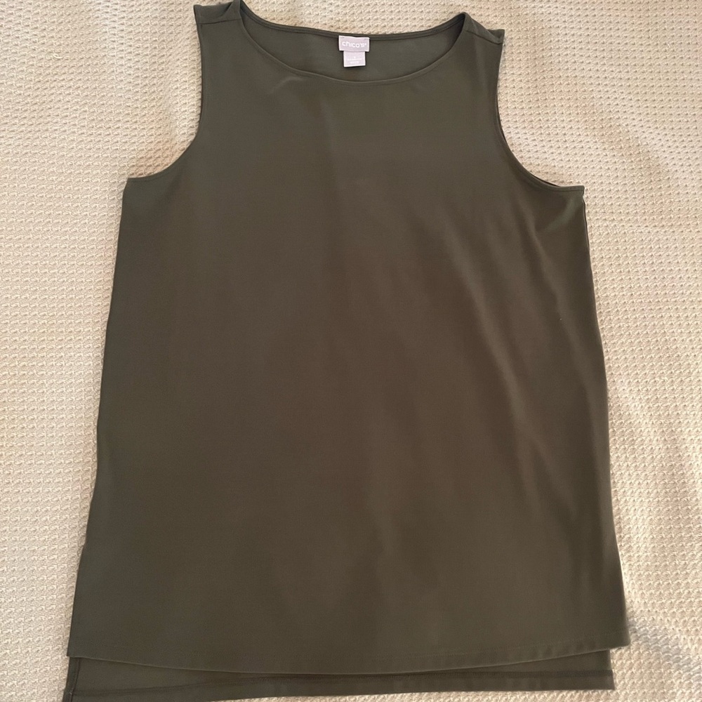 Chico’s scoop neck tank, Size 1, Olive Green